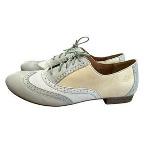 Born Women's Bristol Wingtip Oxford Leather Gray, Beige, White Size 11